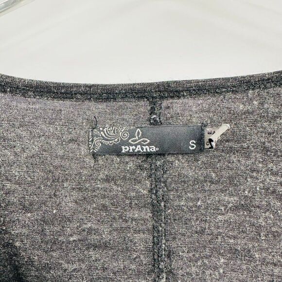 Prana Size Small Charcoal Gray Long Sleeve Wool Blend Nadia Dress Faux Wrap - Picture 6 of 9
